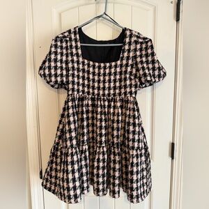 English Factory Black and Pink Plaid Dress